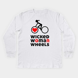 Wicked Woman on Wheels: red & black Kids Long Sleeve T-Shirt